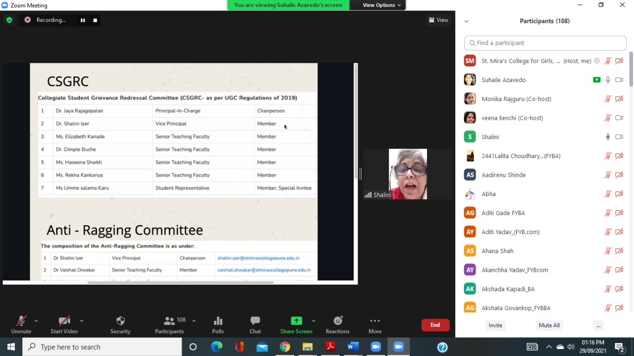 Presentations by College Grievance Redressal Committees